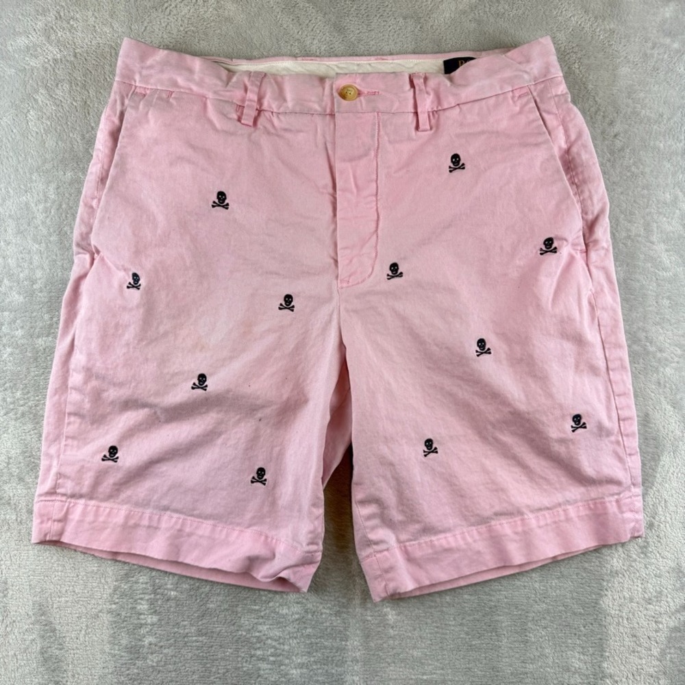 Polo Ralph Lauren Shorts Mens 30 Pink Geometric All Over Skulls Jolly Roger